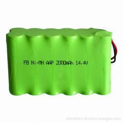 NiMH AA x 2,000mAh Rechargeable Battery Pack with UL/CE/RoHS Marks, 14.4V Voltage, Long Life Cycle